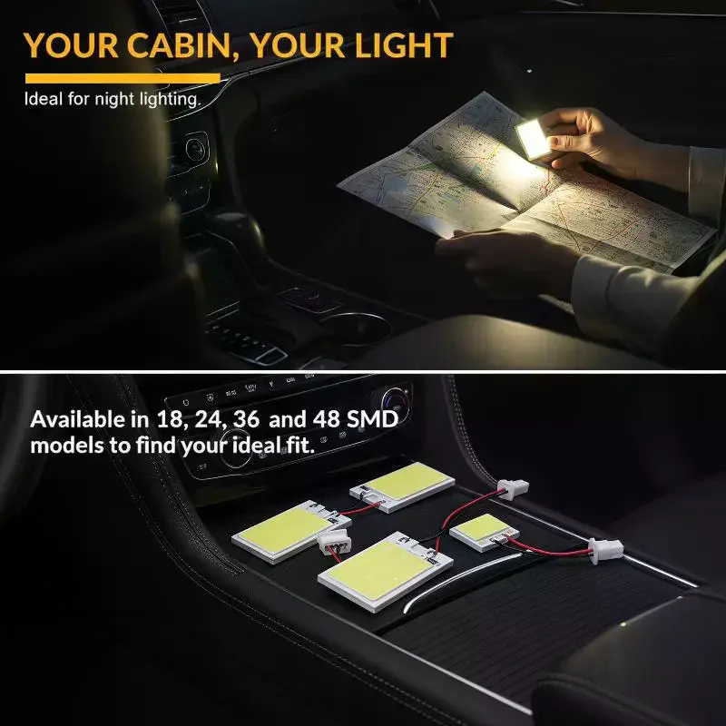 COB Car Interior LED Panel Light Kit Super Bright Universal Adapters Easy Wiring for Auto Interior Lighting System Upgrade view 6