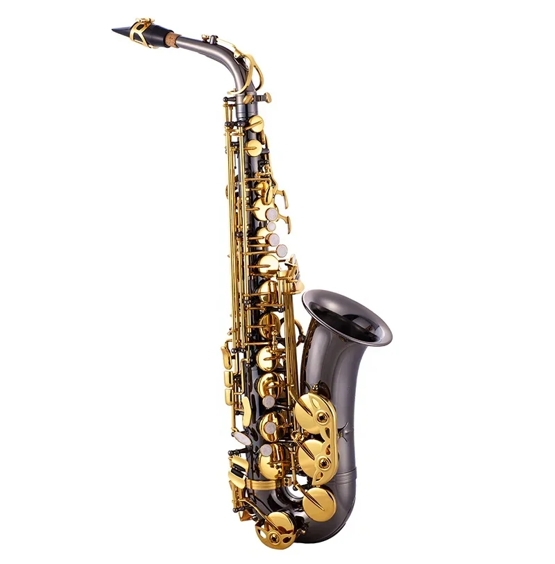 SEASOUND OEM Professional Black Nickel Body Gold Lacquer Keys Alto Saxophone JYAS102DBNL Tone EB