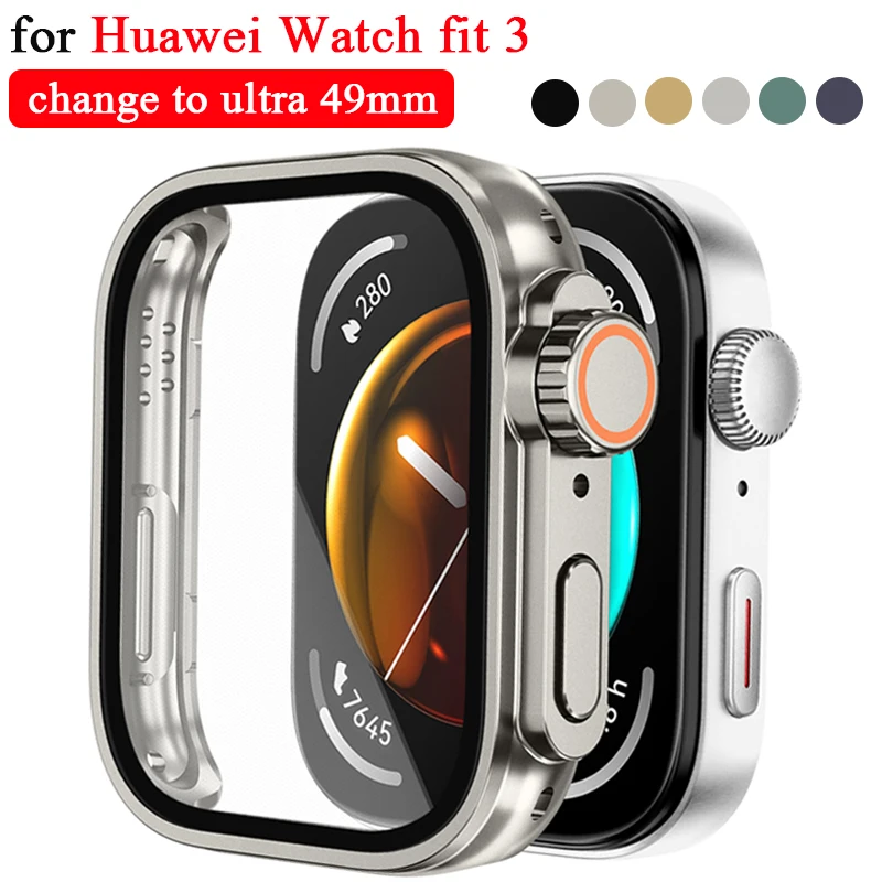 For Huawei Watch Fit 3 Smartwatch Change to Ultra Screen Protector For Huawei Fit 3 Upgrade to Ultra2 PC Case+Glass Accessories