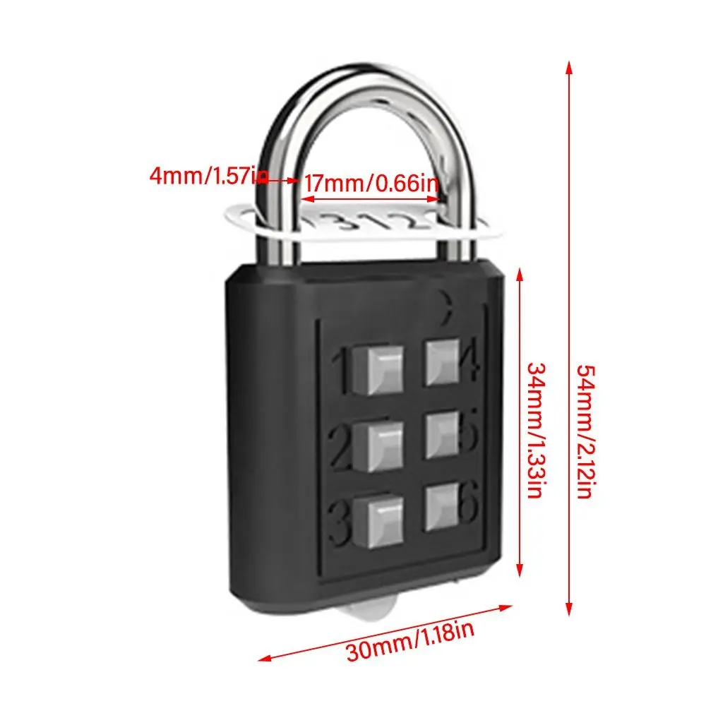 New 6 Digit Anti-theft Button Password Lock Combination Security Padlock Portable Suitcase Travel Luggage Safe Metal Code Lock