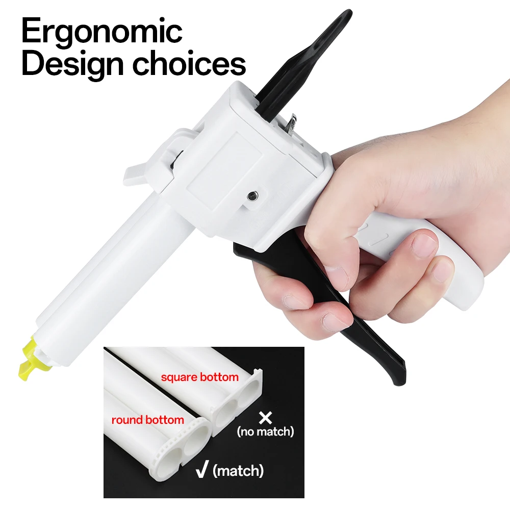 50ml Dispenser Gun 1:1/1:2 Universal Epoxy Impression Mixing Dispensing Gun 4:1 10:1 Silicone Sealing Gun