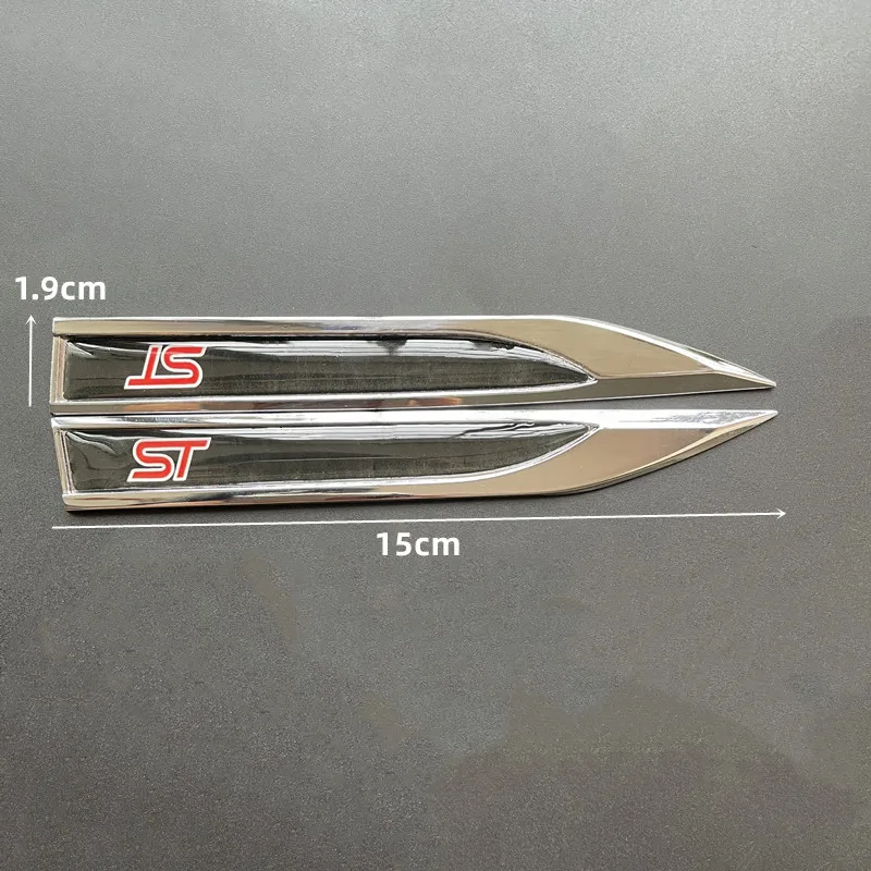 1Pair 3D Metal ST Logo Side Fender Car Sticker Emblem For Ford Focus 2 Focus 3 FIESTA Kuga FUSION ESCAPE EDGE Badge Car Styling