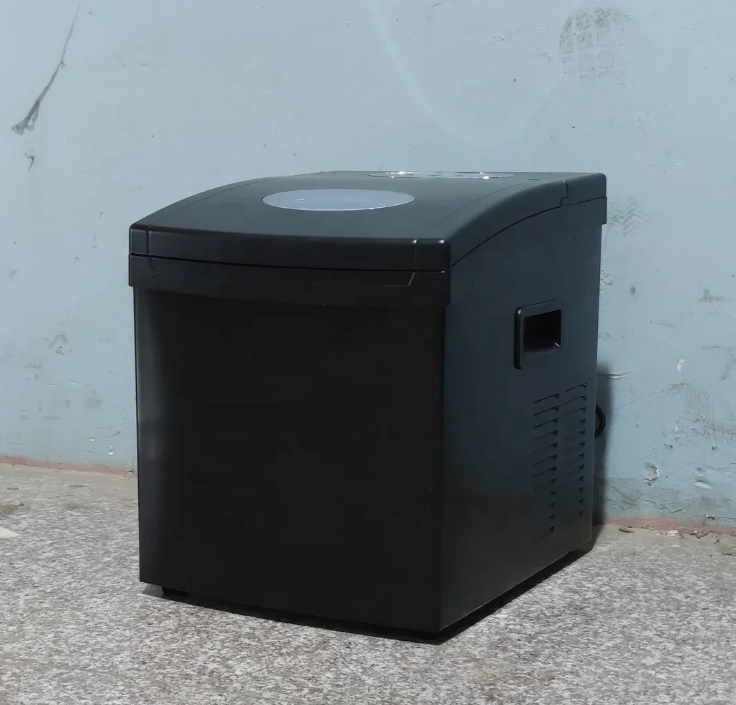12kgs Matt Black 1.5kg Water Tank 24pcs Ice 1kgs Storage Transparent Clear Cubic Shape Ice Making Machine for Home Small Shop