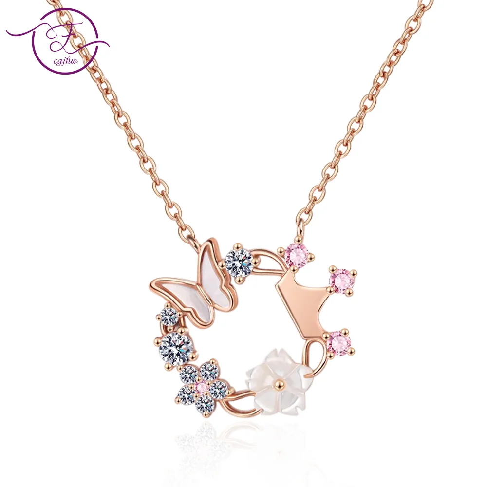 

Classic Butterfly Flower Pendant Necklace for Women Fashion Luxury Fine Jewelry Clavicle Chain Anniversary Party Birthday Gifts