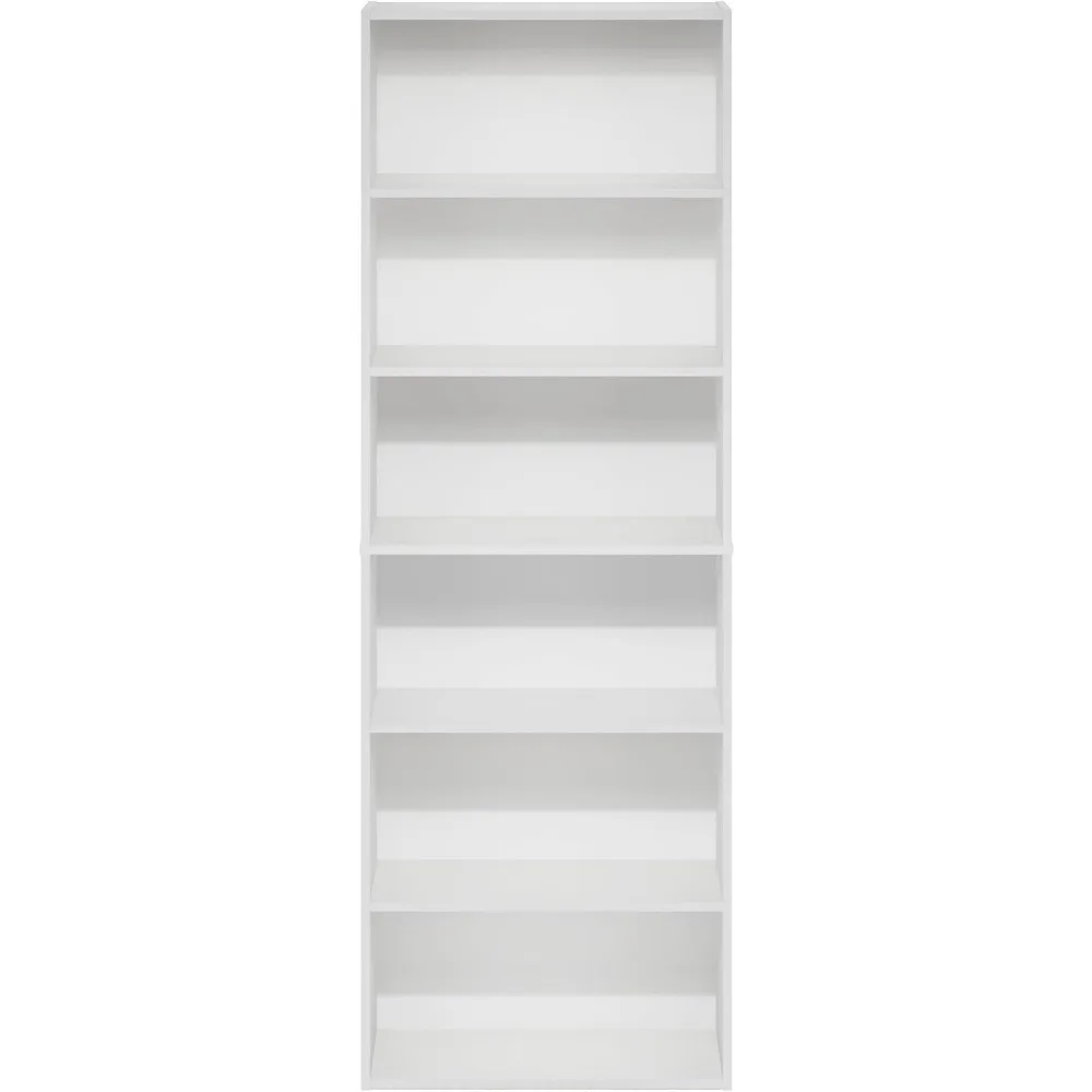 Jaya Simply Home Free Standing 6-Tier Open Storage Bookcase, White