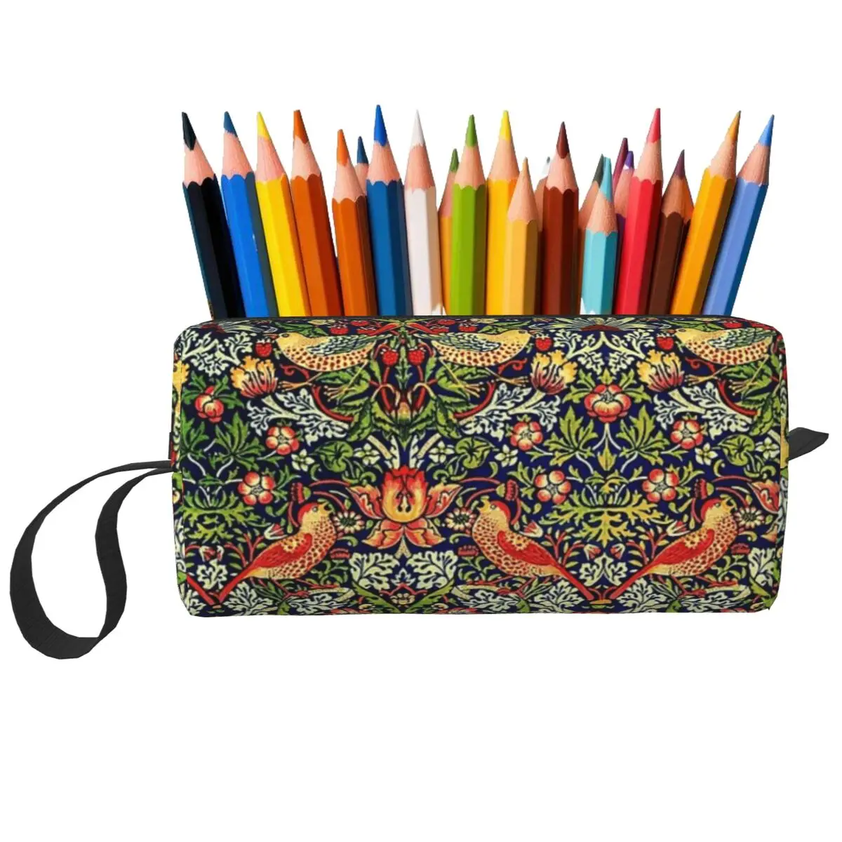 Strawberry Thief - William Morris Makeup Bag Cosmetic Organizer Toiletry Cosmetic Bag for Women Beauty Travel Pencil Case