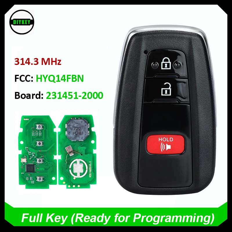 DIYKEY Keyless Smart Key for 2022 2023 2024 Toyota Corolla-Cross Prox Remote Fob 8990H-12180 FCC ID: HYQ14FBN 231451-2000