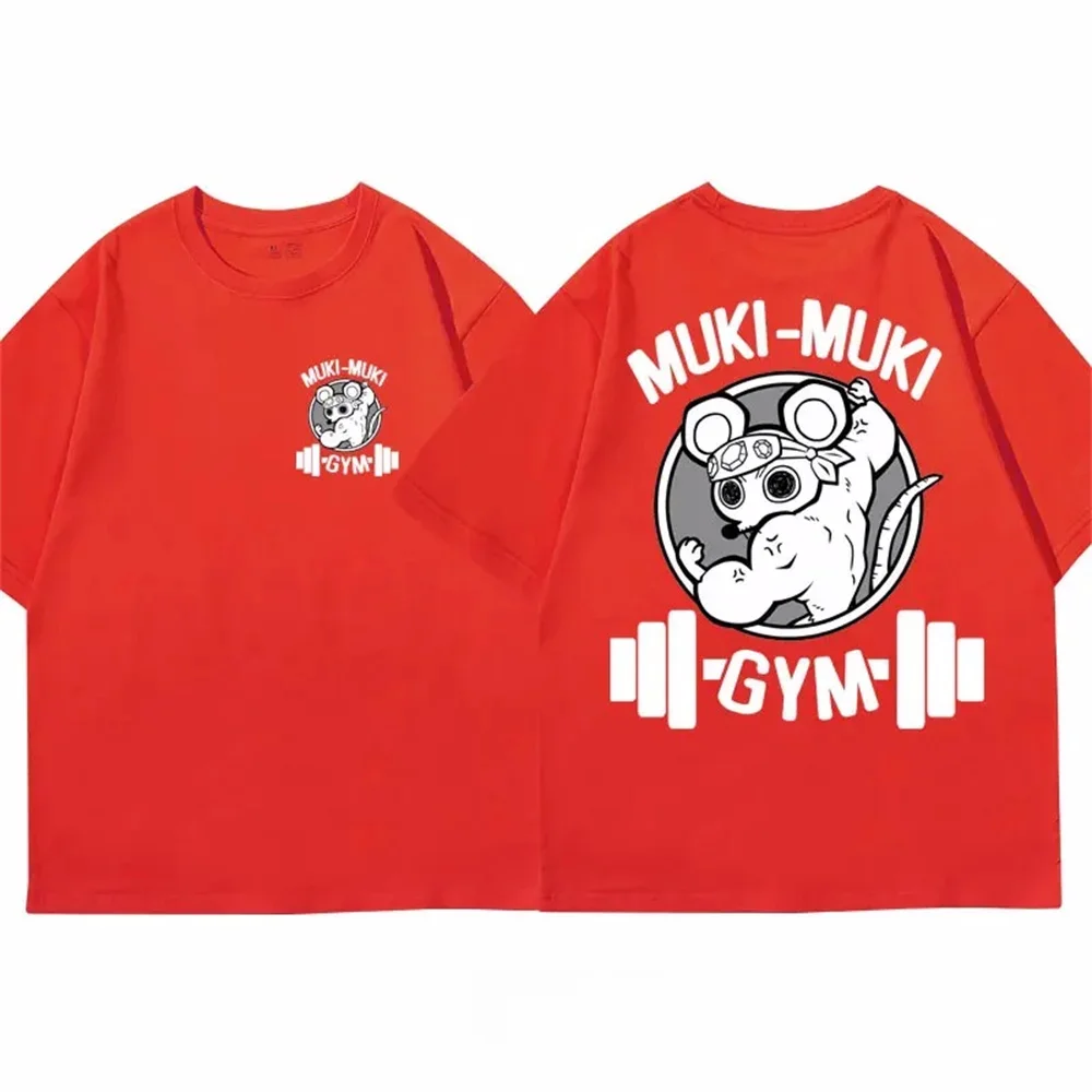 Demon Slayer Uzui Tengen Print T-shirt Men Summer Japanese Anime Funny Ninja Mice Muki Muki Gym T Shirt Muscular Mouse Clothing image 3