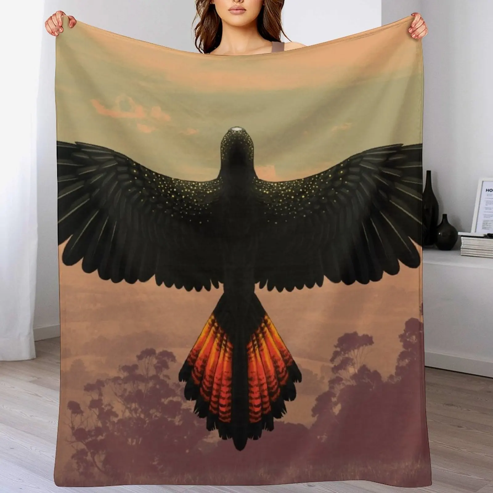 Red-Tailed Black Cockatoo - Australian Bird Throw Blanket