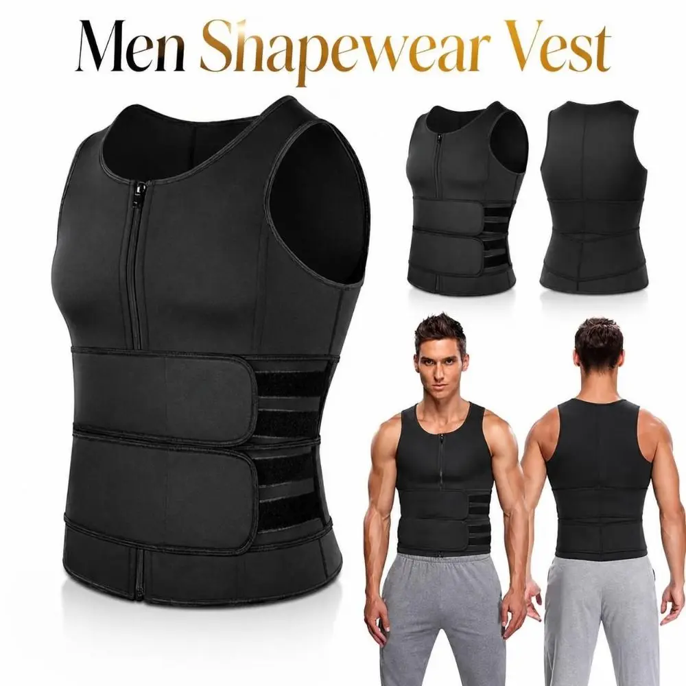 Slimming Men Shapewear Vest Tight-fit Zippered Waist Trainer Tank Top Breathable Adjustable Abdomen Compression Vest Workout