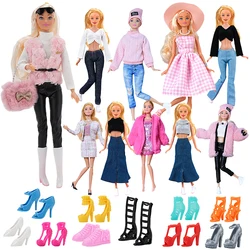 Roupas casuais para a boneca Barbie, casaco de moda, camisola, camisa, calças, vestido, acessórios Dollhouse, roupas, novo, 1:6, JJ