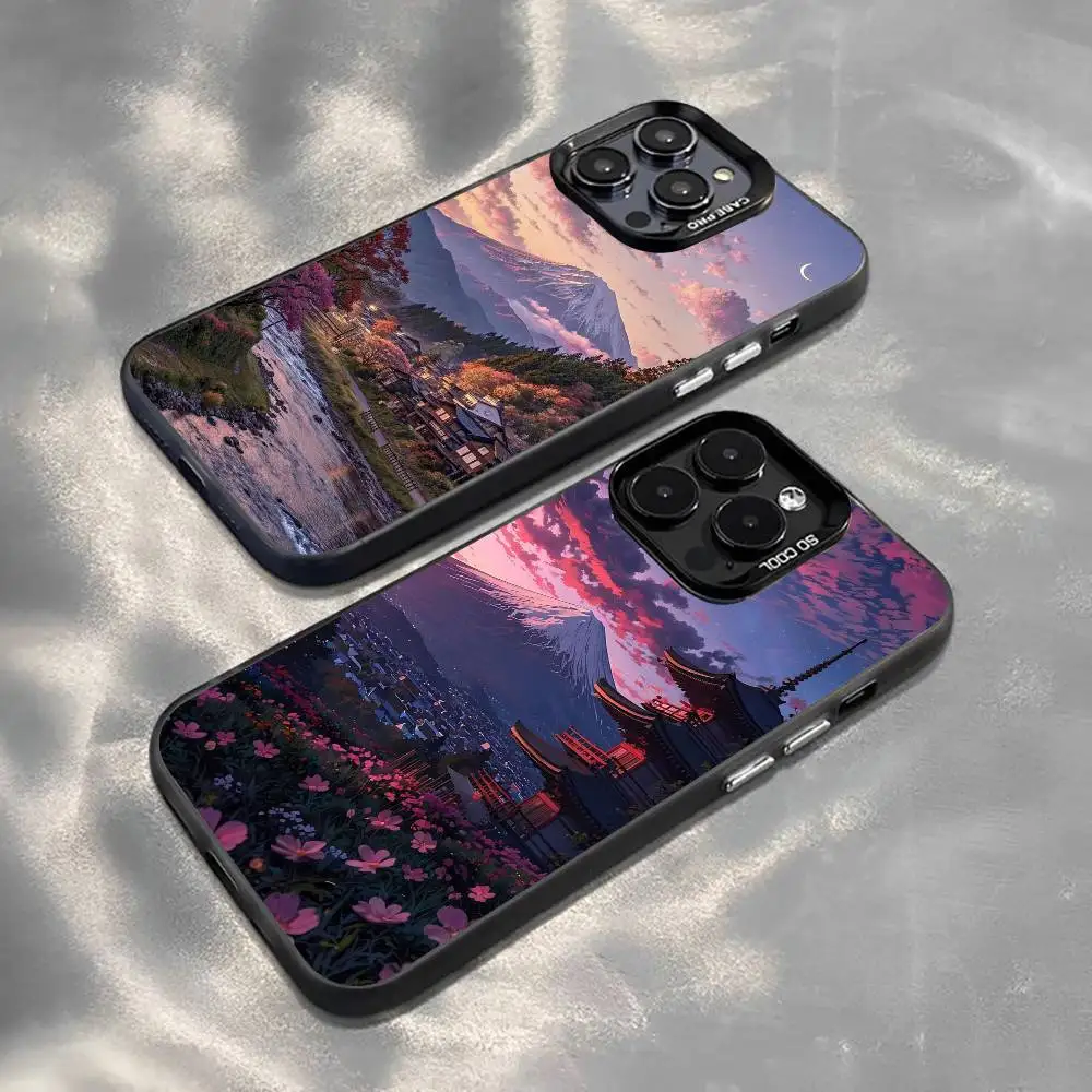 

Dreamy Mount Fuji Phone Case For iPhone 17,16,15,14,13,12,11 Plus,Pro Max,XS,Colorful Silver Black Cover
