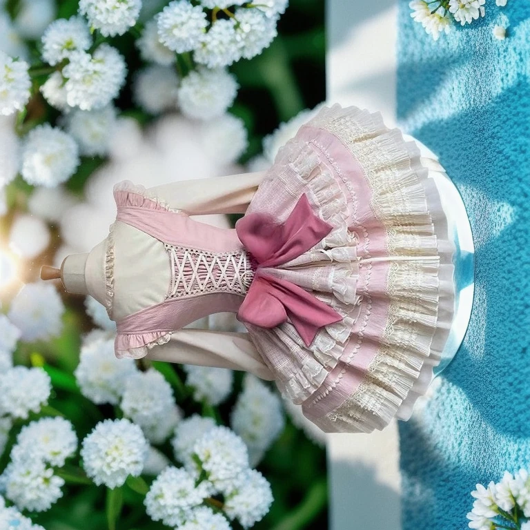 

Pink Cute Sweet Girly Lolita Bow Lace-up Sleeveless Dress High Waist JSK Dresses and Long Sleeve Inner Top Princess Daily Set