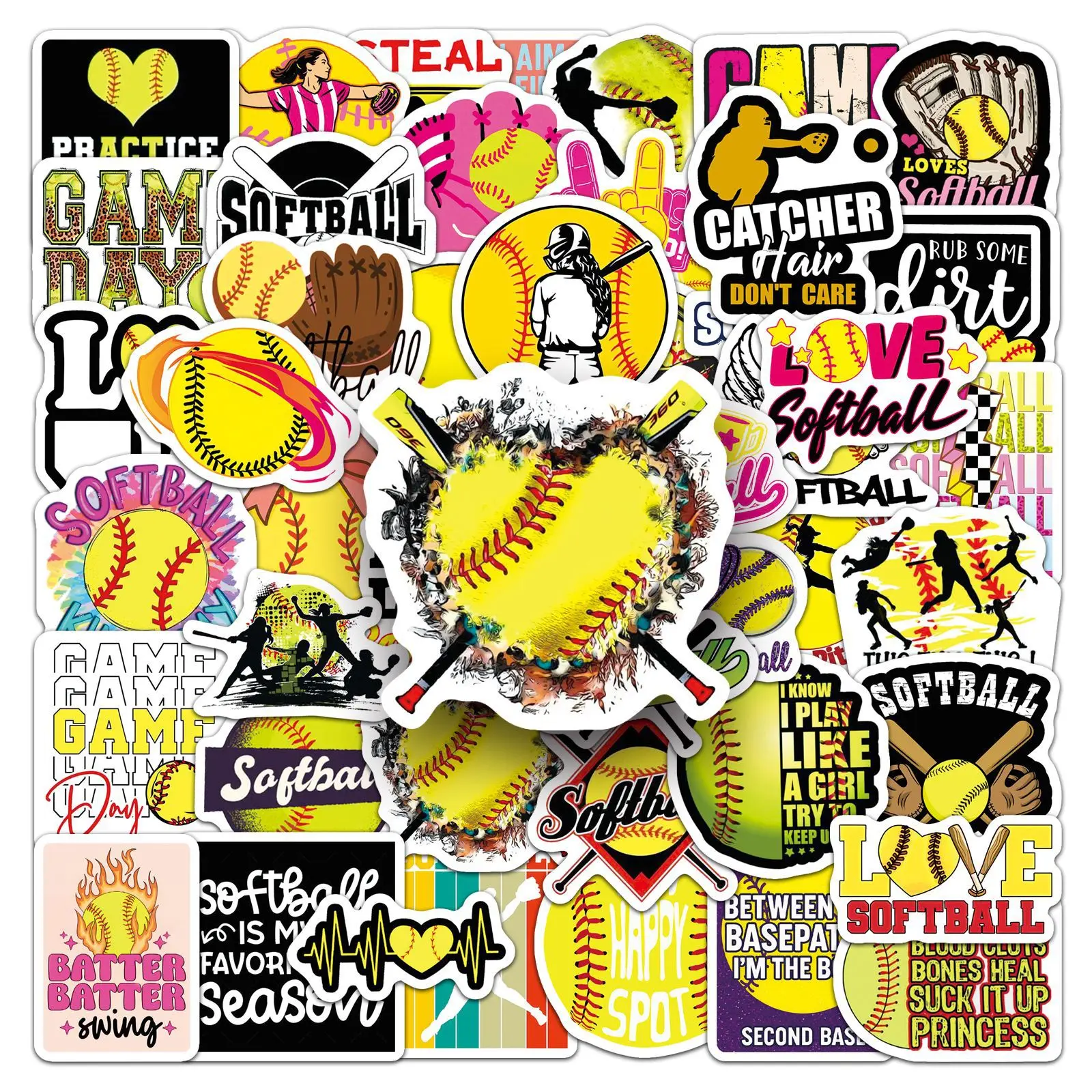 50PCS Baseball Stickers Sports Trend Graffiti Scrapbooking Notebook Decorative Paper Labels for Journaling