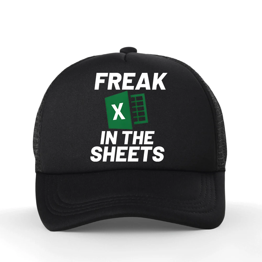 Excel Spreadsheets WFH Work From Home Accounting Freak in The Sheets Men Baseball Cap Summer Fashion Mesh Breathable
