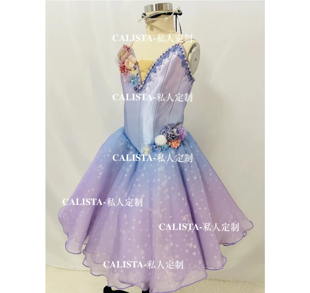 Ocean and Pearl Tutu Water Fairy Variations Pompous dress Powder blue gradient Light purple Sparkly tulle dress