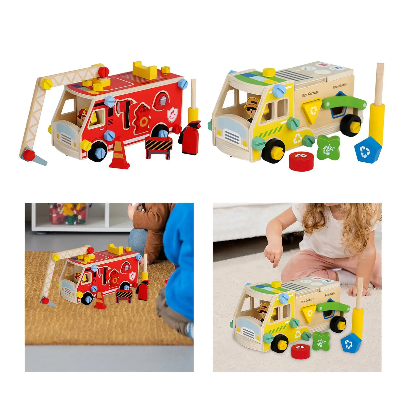 

Kids Nut and Bolts Toy Wooden Construction Building Set Simulation Shapes