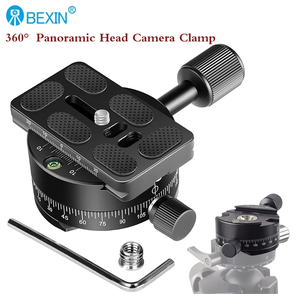 BEXIN 360° Tripod Head Camera Quick Release Clamp Panoramic Clamp Compatible QJ-01S RRS/Arca-Swiss Quick Release Plate