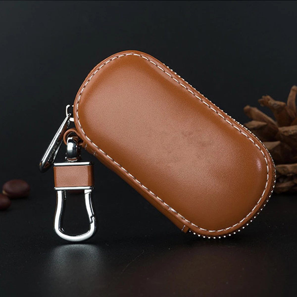 Car Key Case Pouch Bag Protective Sleeve Wallet Holder Chain Key Wallet Ring Collector Pocket Key Organizer Leather Keychain