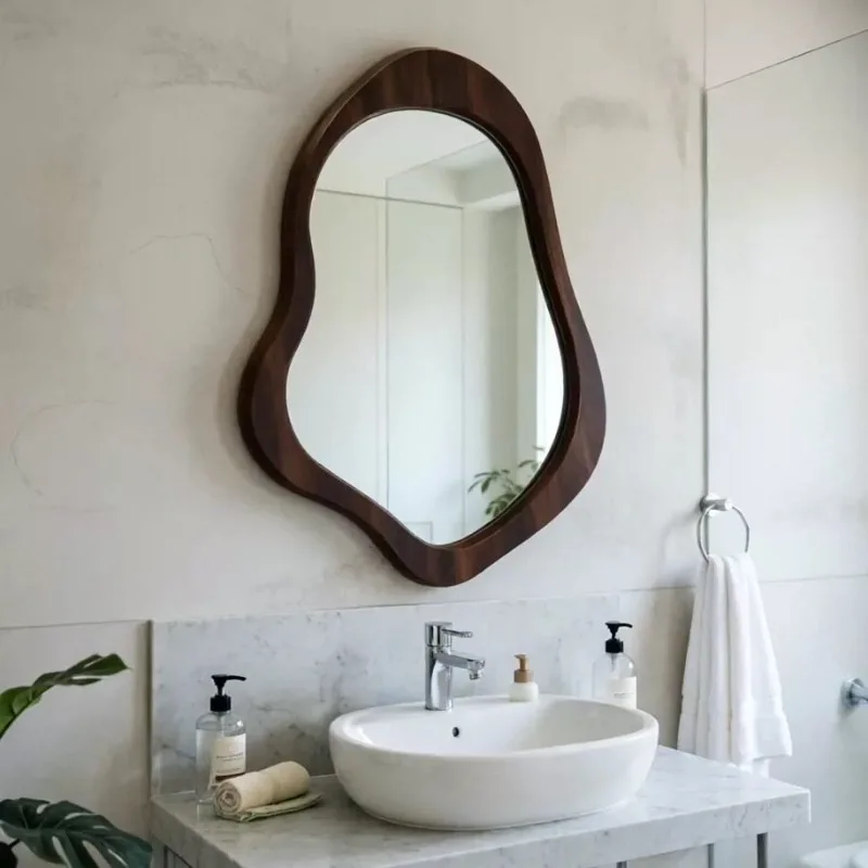 Funky Wavy Mirror Wall Modern Irregular Makeup Aesthetic Nordic Cloud Mirror Asymmetrical Decoration Espelhos Home Products