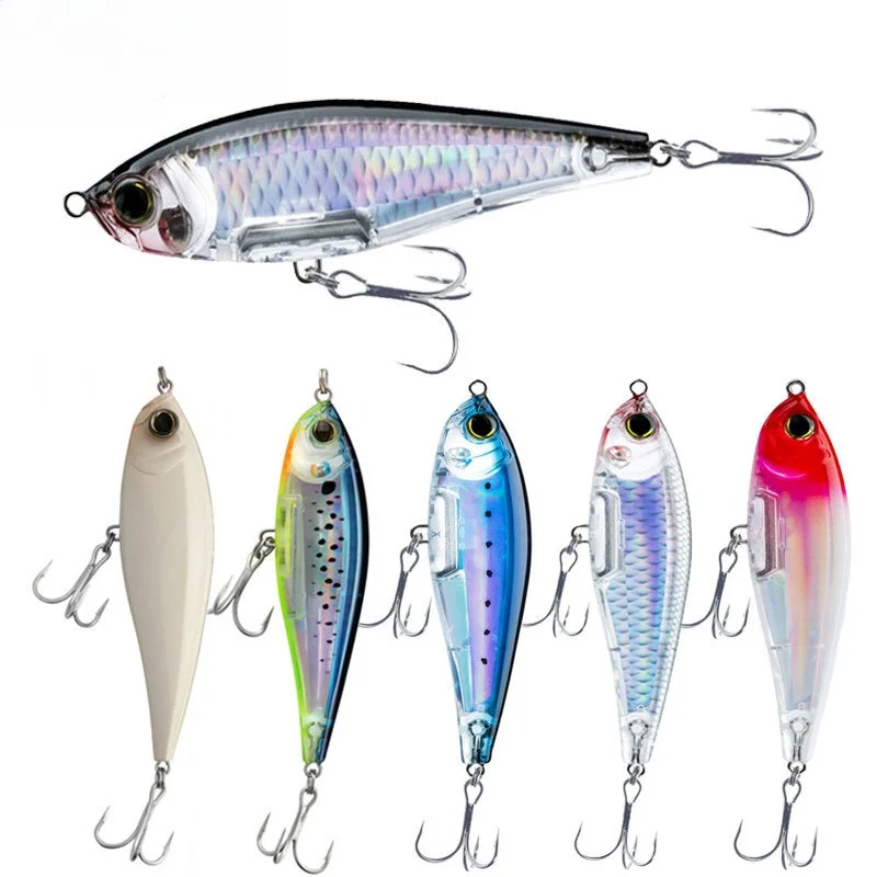 Billings 1 Stück 7cm/8,2g Interner Laser-Sinking-Pencil-Hardbait für Süßwasserflüsse mit Dreifachhaken – Künstliche Bio-Mimetische Köder