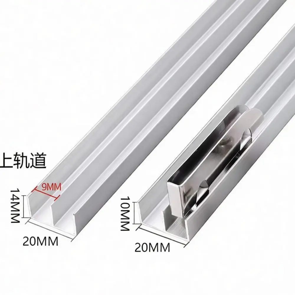 Aluminum Sliding Rail Accessory For 5mm Glass Cabinet Doors Showcase Hardware Track System Stable Furniture Guide Kit