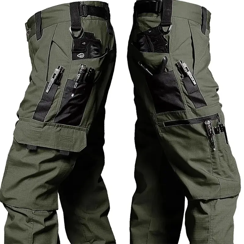 Novas calças de trabalho tático dos homens calças de carga ao ar livre multi-bolso impermeável calça outono primavera ao ar livre workwear caminhadas