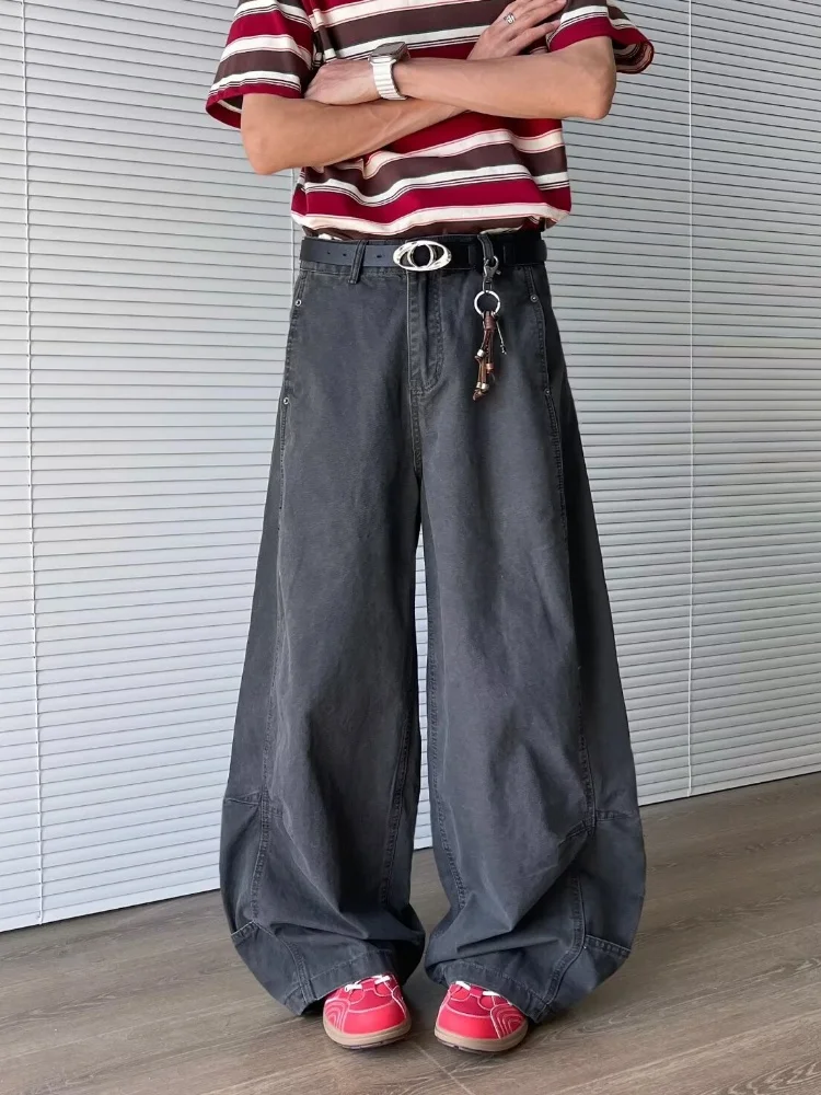 2025 Trashy Y2K 2000S Mode Dunkelgrau Plissee Baggy Jeans Hosen Für Männer 90S Vintage Kleidung Breites Bein Lässige Dame Lange Hosen – Detail 11