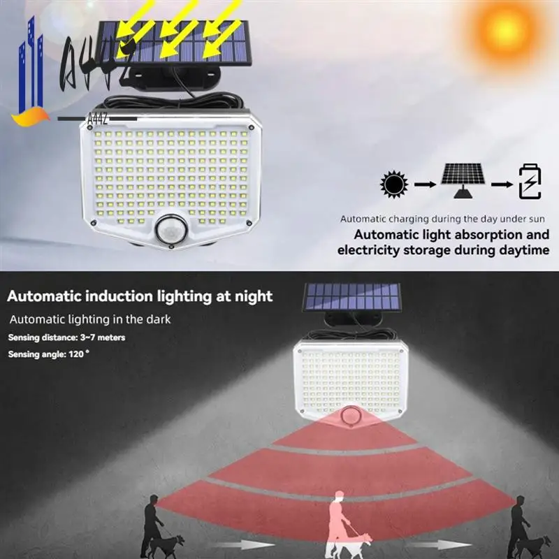 

A44Z-Солнечный свет, уличный супер яркий датчик движения, мощный солнечный светодиодный садовый настенный светильник IP44, 3, рабочий режим