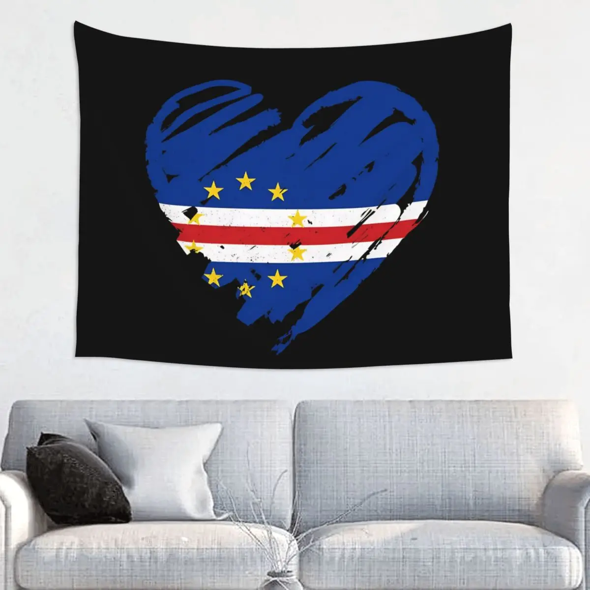 I Love Cape Verde Tapestry Wall Hanging Hippie Polyester Tapestry INS Decoration Home Decor for Living Room Bedroom Yoga Mat