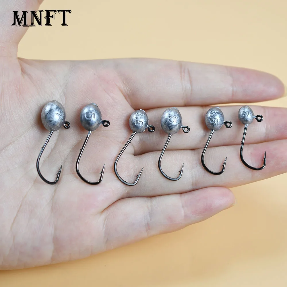 18 Teile/schachtel Jig Stacheldraht Angelhaken 2g 3,5g 5g 7g Ei Form Kopf Micro Angelhaken weichen Wurm Haken Für Bass Karpfen Angelgerät