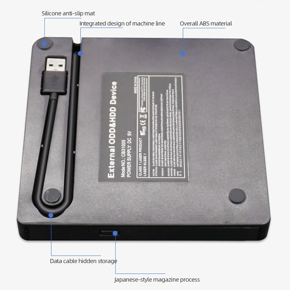 Unidad óptica externa delgada para ordenador portátil y PC, lector de CD, DVD, RW, USB 3,0, grabadora de transferencia de datos, TF, SD