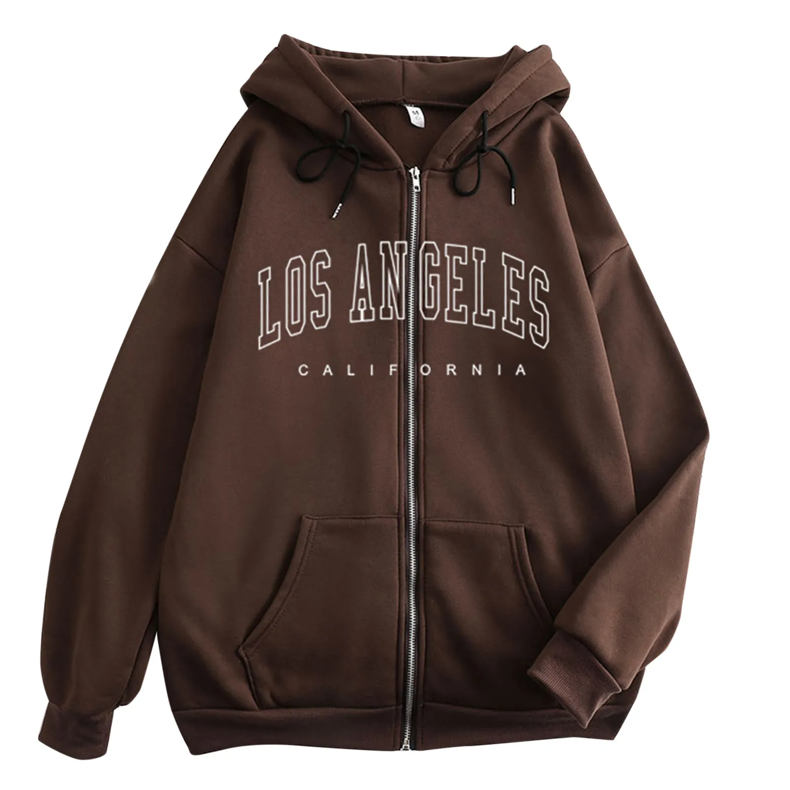 Oversize Zip Up Hoodie Jacket Womens Los Angeles Letters Print Hoodie Zipper Sweatshirts Harajuku Vintage Coats Harajuku Hoodies