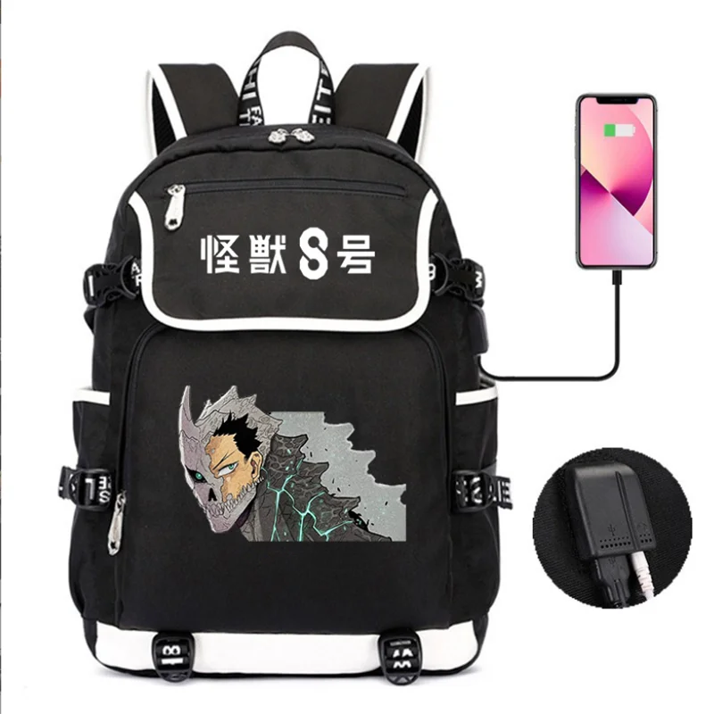 

Anime Kaiju No. 8 Kafuka Hibino Backpack Teenarges Schoolbag Men Women Fashion USB Charge Port Laptop Shoulder Mochila