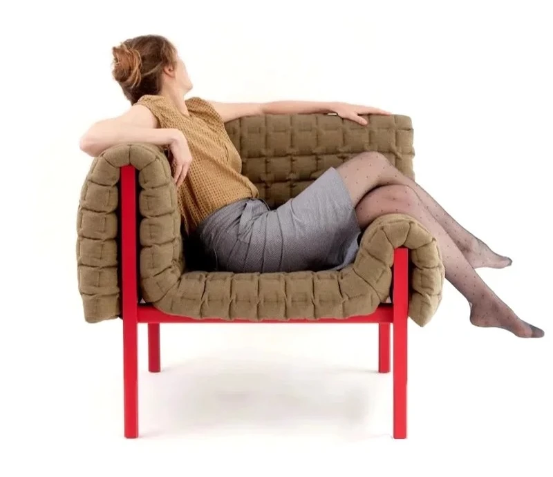 

Single Solid Wood Armchair Bedroom Living Room Lazy Fabric Leisure Sofa Chair