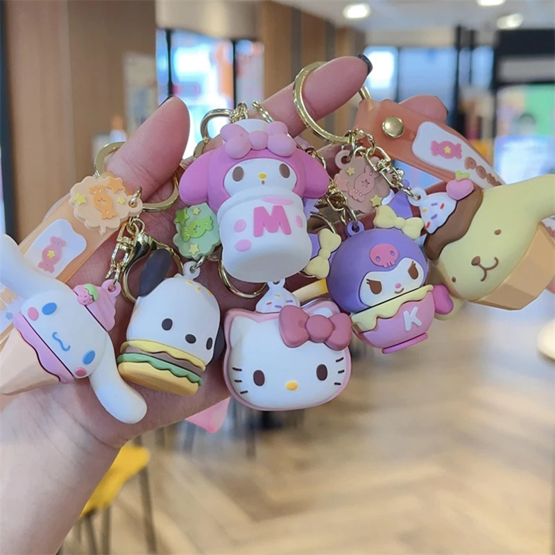 

Anime Hello Kitty Kuromi Keychain Cinnamoroll Pochacco Keychain KT Cat Cute Doll Model Car Backpack Keyring Birthday Gifts