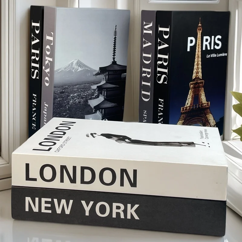 

Luxury Fake Book Storage Box Abstract Decorative Books Open Paris Home Decor Coffee Table Bedroom Ornaments Interior Decoration