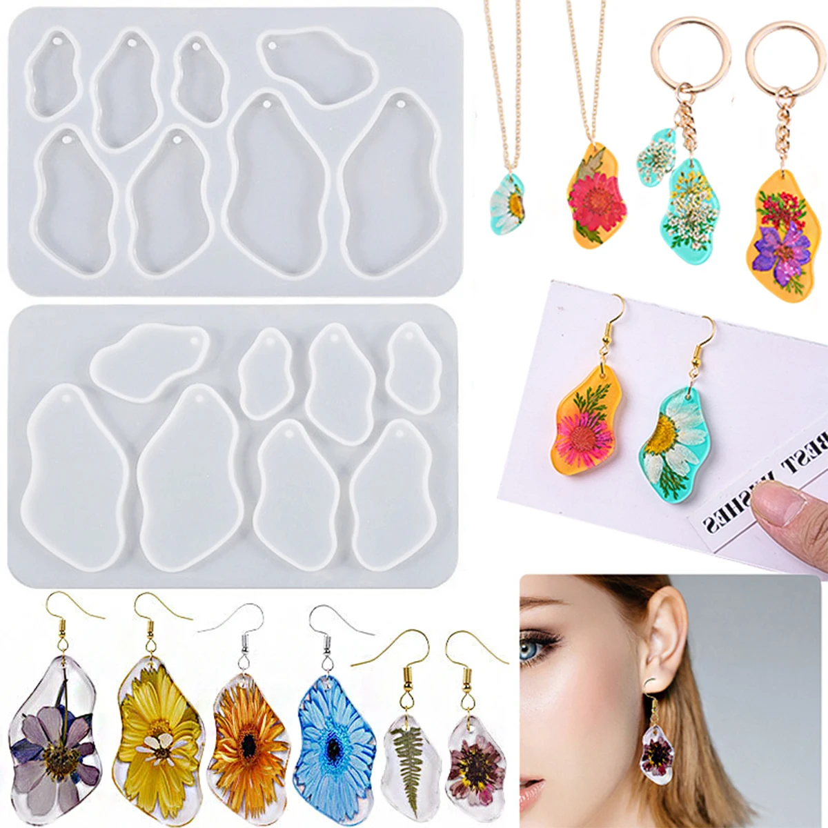 Unregelmäßige Geometrie Schmuck Harz Form DIY Herstellung Ohrring Anhänger Halskette Schlüsselanhänger Haarnadel Handwerk Silikon Form Verschiedene Stile