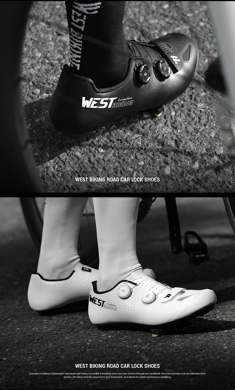 WEST BIKING Rennradschuhe für Herren, Carbonfaser-Sohle, selbstsichernde Fahrradschuhe, Dual-Drehknopf, atmungsaktive Rennsneaker, Fußbekleidung – Detail 21