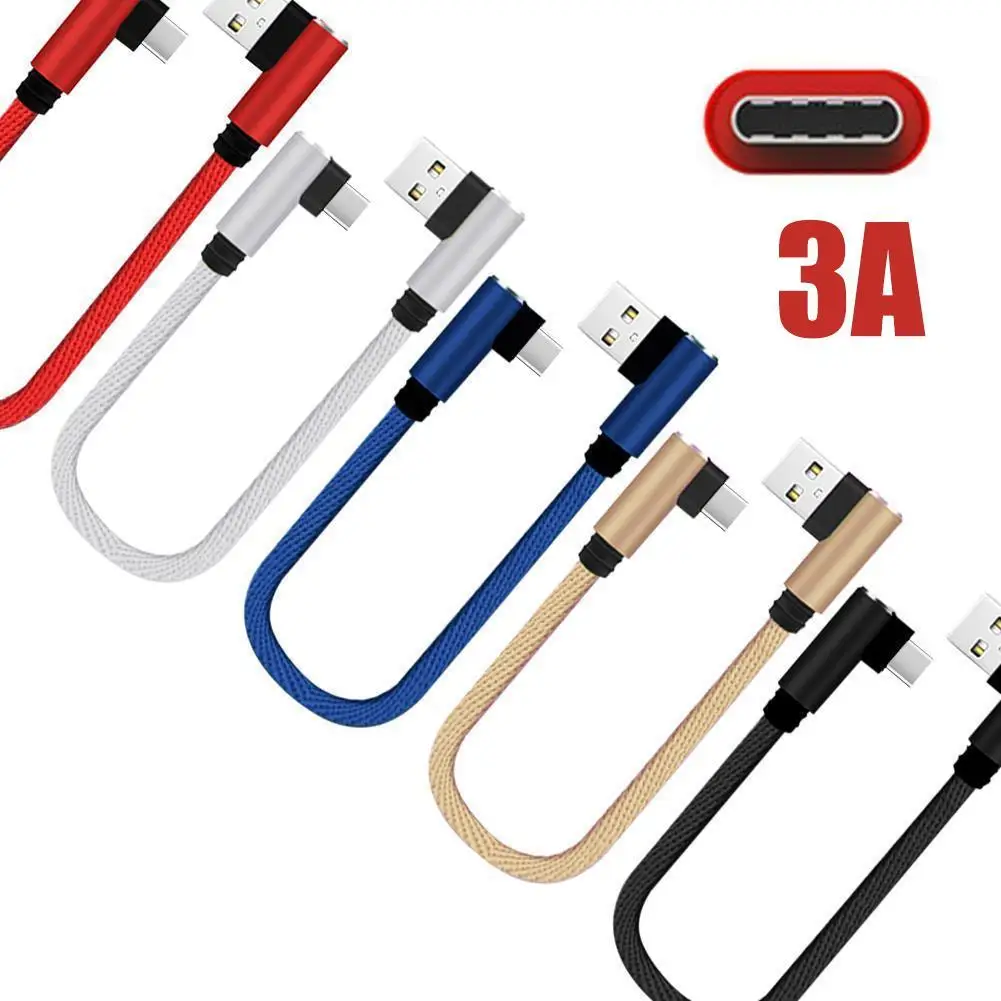 25cm USB To Type C Short Charging Cable 3A Fast Charging Cord Elbow 90 Degree USB C Micro USB Cable For Xiaomi 