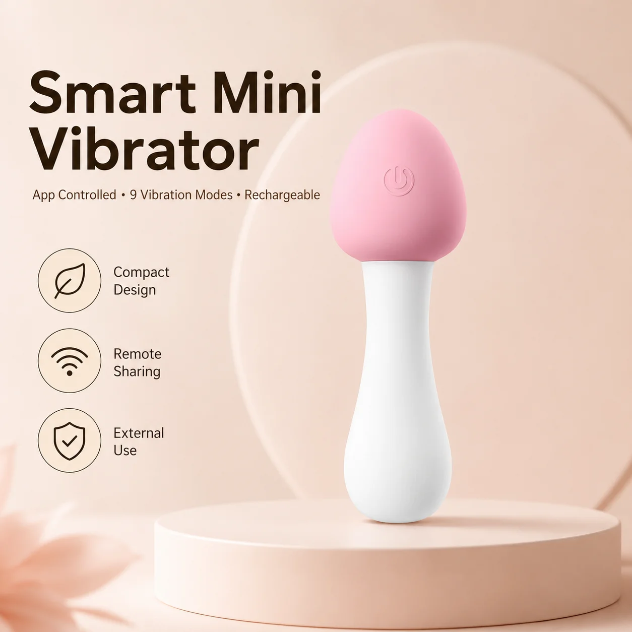 App-Controlled Mini Clit Vibrator, 9-Mode Rechargeable Remote Sex Toy for Women and Couples, Compact Mushroom Personal Massager