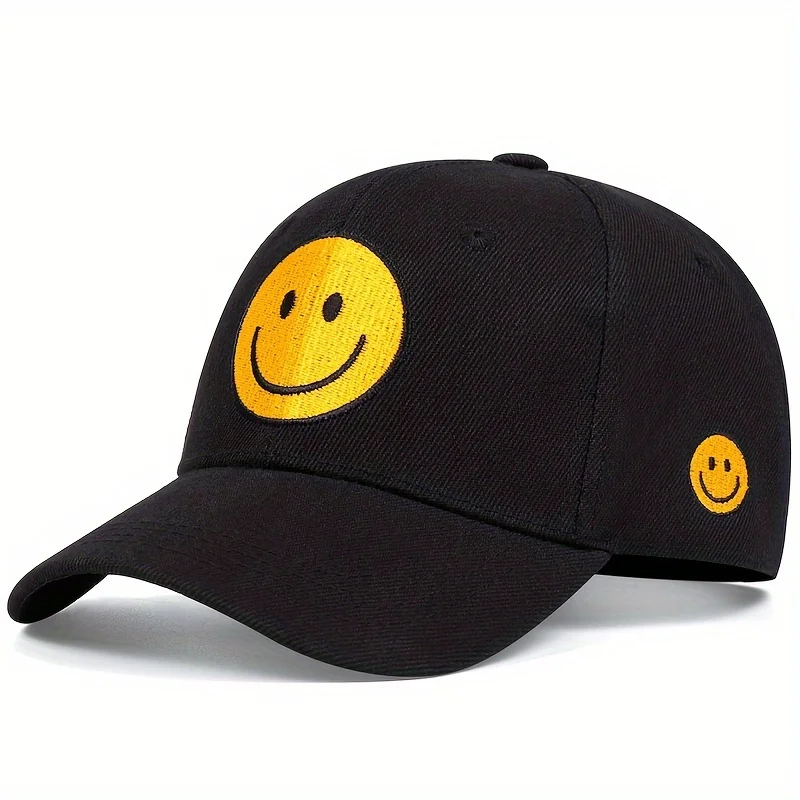 Unisex Smiling Face Embroidery Baseball Caps Spring Autumn Outdoor Adjustable Casual Hats Sunscreen Hat