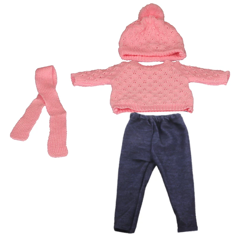 Doll Clothes Set For 18 Inches American Dolls Sweater+Hat+Pants Clothing Suit Outfit For 43Cm Baby New Born&OG.Russia Girl Doll