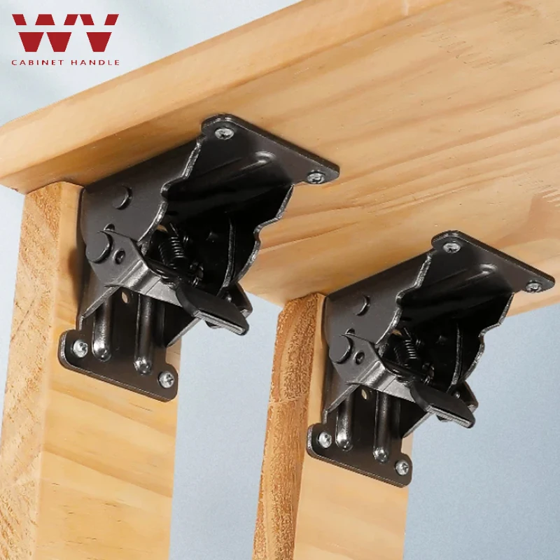 2PCS Foldable Bracket, Self-Lock Hinge Hardware with Screws Lock Extension Support for Table Leg, 90 Degree Heavy Duty,Pack of 2