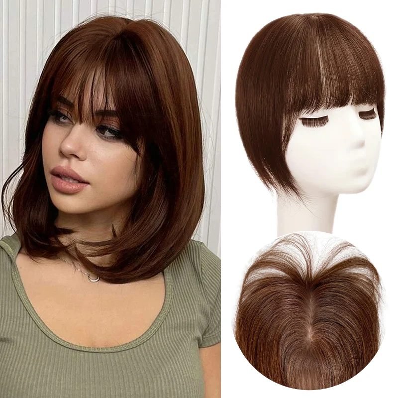 25cm 9X14cm Hairnet  Straight Human Hair European Invisible 3D Toupee Clip in One Piece Hair Extensions Top Wig Piece for Women