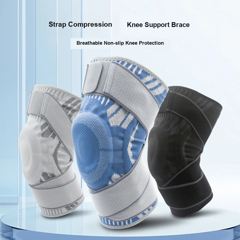 Sports Knee Protector Spring Supported Silicone Compression Protection for Basketball Men and Women