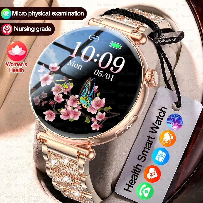 

1.32''AMOLED Screen Women Smartwatch Call ECG Sport Watch Blood Pressure Micro Physical Examination DIY Dial Smart Watches Woman