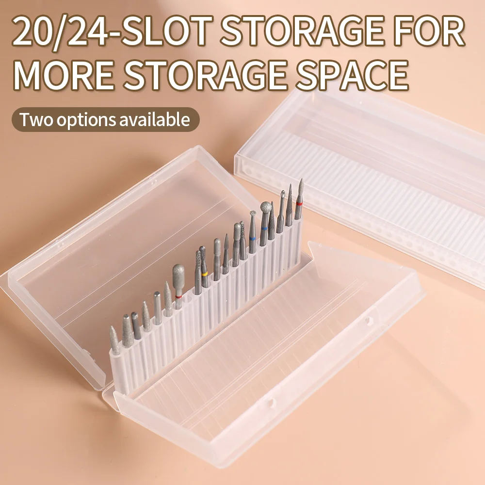 Support de foret à ongles Transparent en acrylique, 24 trous, boîte de rangement, vitrine Portable anti-poussière, vernis Gel et outil d'art des ongles œil de chat