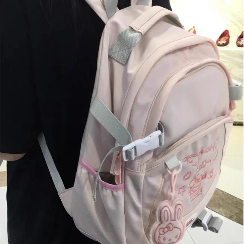 Sanrio Hello Kitty Backpack School Bag Korean Version Nylon Anime Fashion Backpack Junior High School Backpack Women Travel Bag