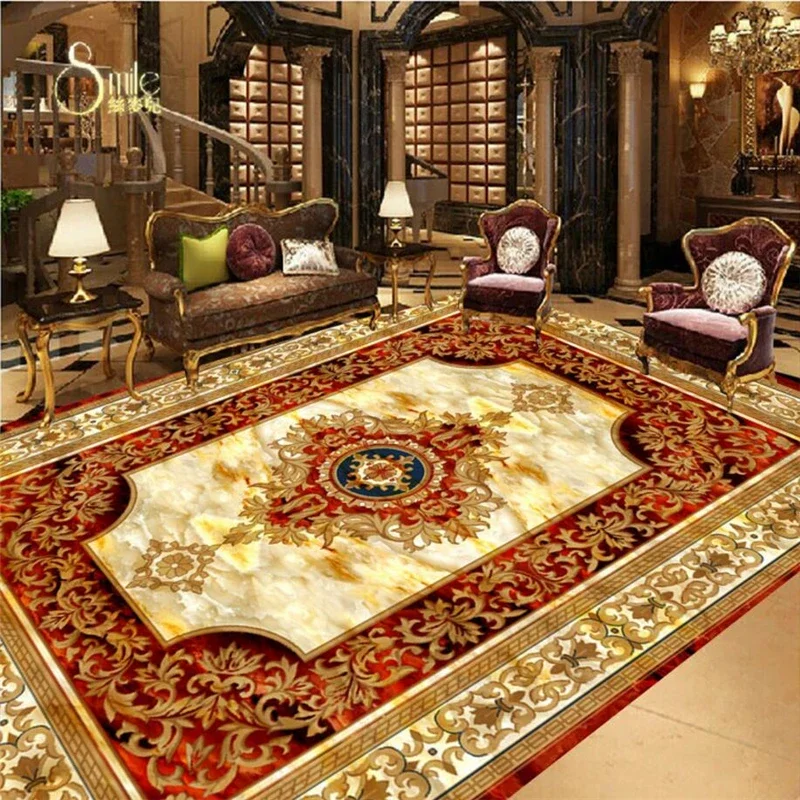 beibehang Custom Floor Sticker European carpet Hotel Bathroom 3D wall papers home decor Self-adhesive PVC Non-slip Wallpaper